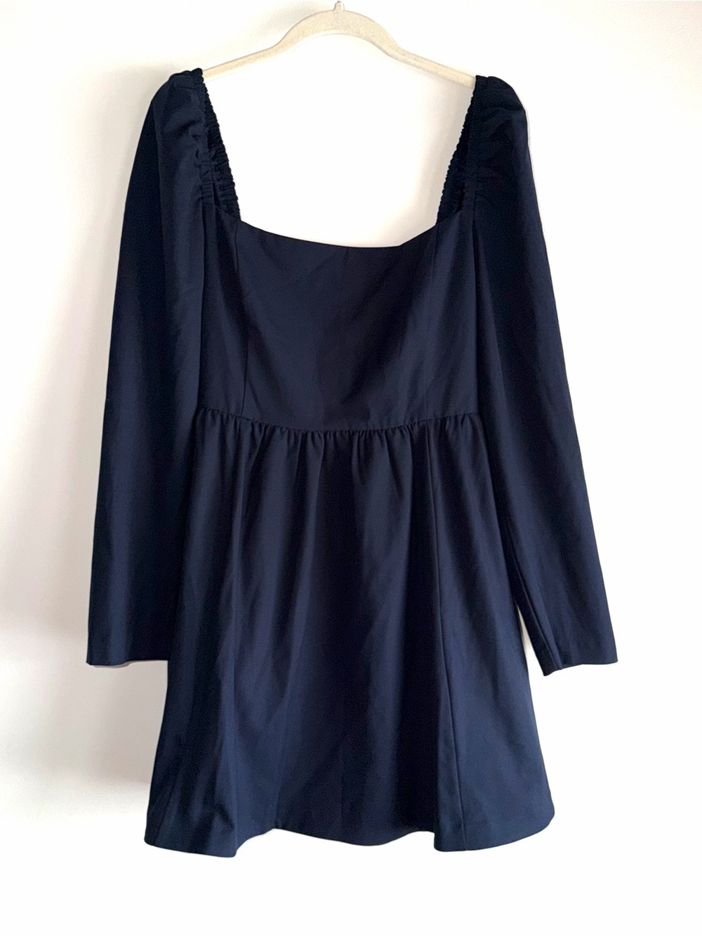 Aritzia Sunday Best Alexis Dress Blue Square Neck Long Sleeve Mini L Large NWT